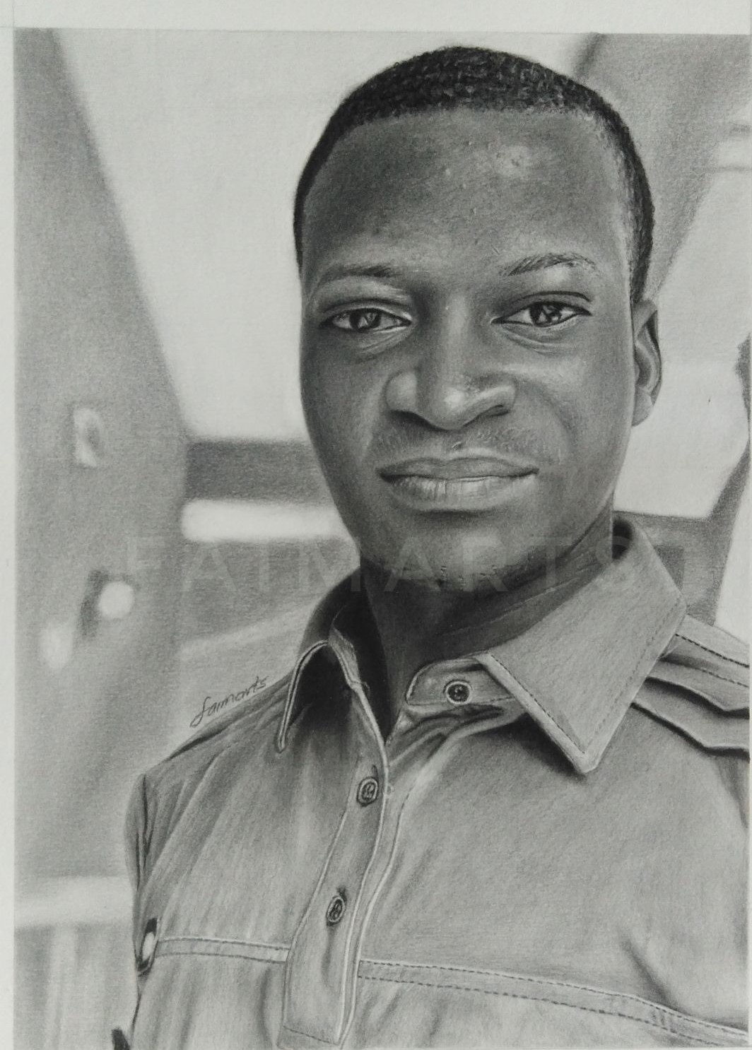a portrait drawing of Mr.Bolu