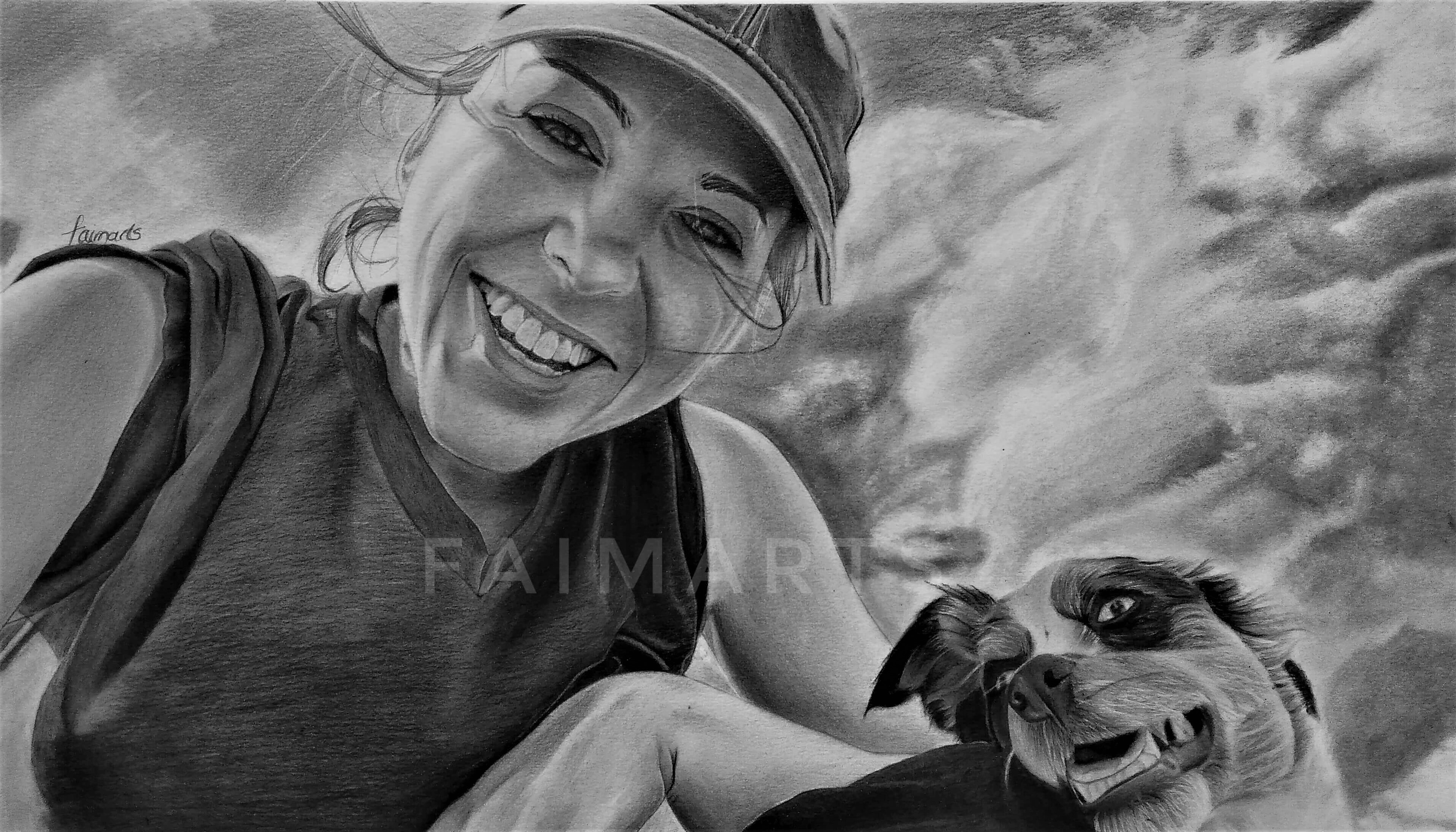 A graphite drawing of Lexi